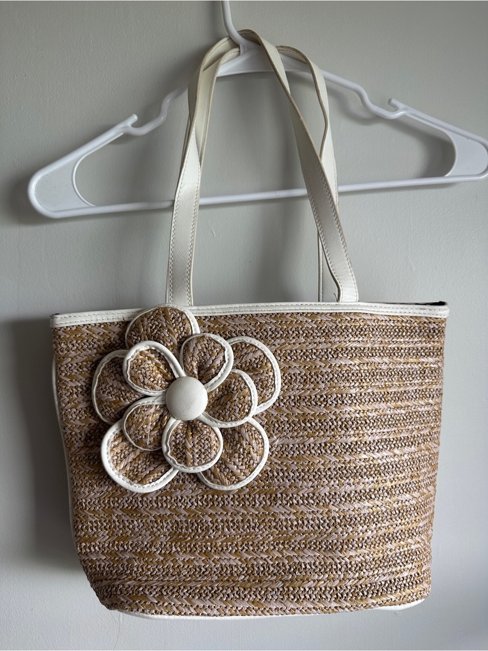 Straw Tote Bag Woven Flower Raffia Beach Shoulder Purse 12"